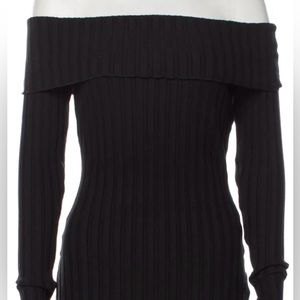 Simon Miller Black Ribbed Off the Shoulder Top XXL